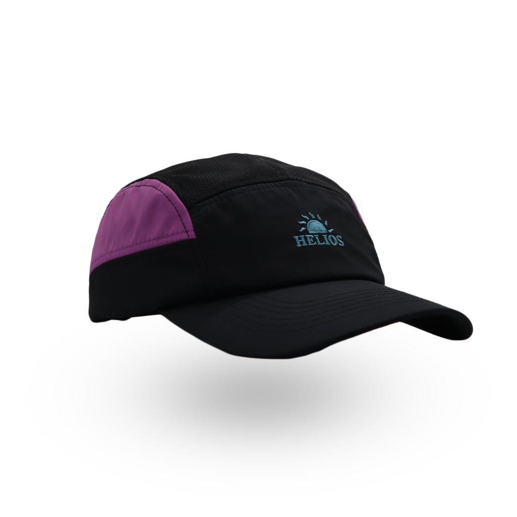 Helios Ultralight 7 Panel Firm Brim Running Cap - Charcoal Magenta