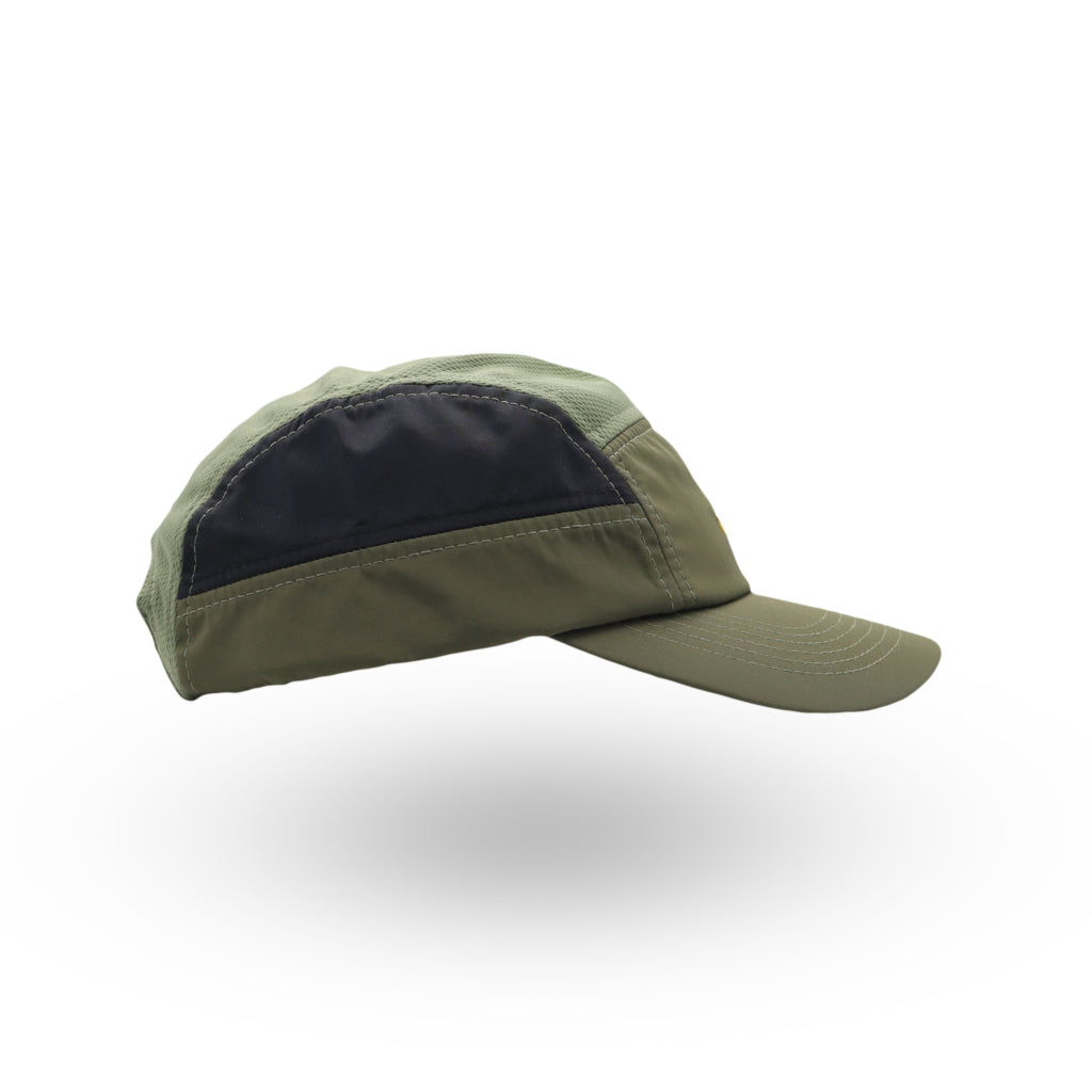 Helios Ultralight 7 Panel Firm Brim Running Cap - Olive Charcoal