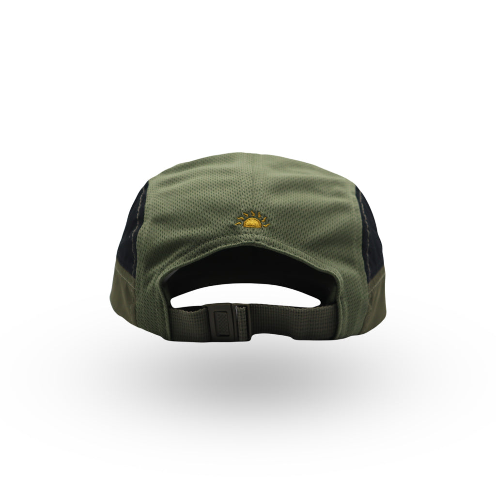 Helios Ultralight 7 Panel Firm Brim Running Cap - Olive Charcoal