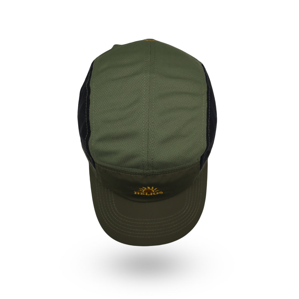 Helios Ultralight 7 Panel Firm Brim Running Cap - Olive Charcoal